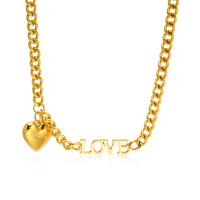 Titanium Steel Jewelry Necklace, Heart, fashion jewelry & for woman, golden, 5.1mm,16.3mm Approx 19.7 Inch 