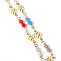 Brass Beading Chains, Flower, rack plating & DIY & enamel, mixed colors 