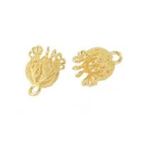 Brass Jewelry Bails, Flower, 18K gold plated, DIY, golden Approx 2mm 