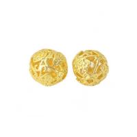 Hollow Brass Beads, Round, polished, DIY golden 