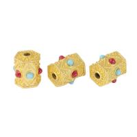 Zinc Alloy Spacer Beads, with Plastic, Hexagon Bugles, gold color plated, DIY, golden Approx 2mm 
