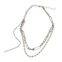 Titanium Steel Jewelry Necklace, Zinc Alloy, with Titanium Steel, with 5cm extender chain, silver color plated, fashion jewelry & adjustable & for woman & with rhinestone cm 