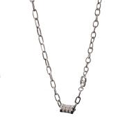 Rhinestone Zinc Alloy Necklace, with Brass, with 5cm extender chain, Column, silver color plated, fashion jewelry & adjustable & for woman & with rhinestone, silver color cm 