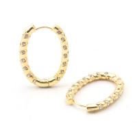 Zinc Alloy Hoop Earring, gold color plated, for woman & with rhinestone 