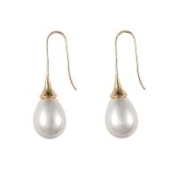 Plastic Pearl Zinc Alloy Earring, gold color plated & for woman 
