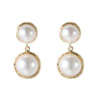 Plastic Pearl Zinc Alloy Earring, gold color plated, fashion jewelry & for woman 
