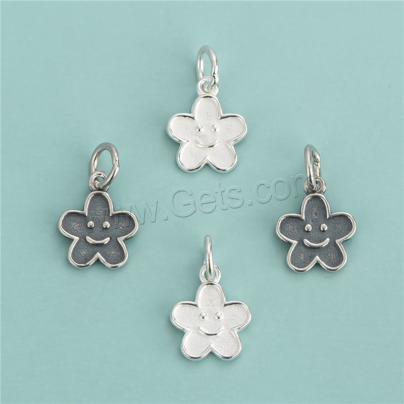 Sterling Silver Flower Pendants, 925 Sterling Silver, DIY, more colors for choice, 10x12mm, Hole:Approx 4mm, Sold By PC