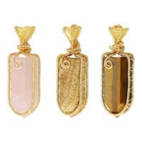 Gemstone Brass Pendants, Natural Stone, with brass wire Approx 3mm 