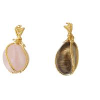 Gemstone Brass Pendants, Natural Stone, with brass wire, Nuggets 18-24*39-49*18-25mm Approx 3mm 
