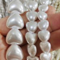 ABS Plastic Beads, ABS Plastic Pearl, Heart, DIY white Approx 14-15 Inch 
