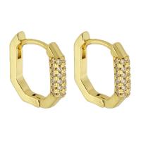 Brass Huggie Hoop Earring, gold color plated, fashion jewelry & micro pave cubic zirconia & for woman, golden [