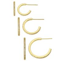 Cubic Zirconia Pendiente Brass Micro Pave, metal, chapado en color dorado, Joyería & diverso tamaño para la opción & micro arcilla de zirconia cúbica & para mujer, dorado, Vendido por Par