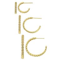 Cubic Zirconia Pendiente Brass Micro Pave, metal, chapado en color dorado, Joyería & diverso tamaño para la opción & micro arcilla de zirconia cúbica & para mujer, dorado, Vendido por Par