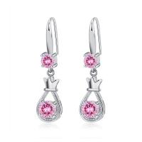 Rhinestone Brass Drop Earring, plated, fashion jewelry & micro pave cubic zirconia & for woman 