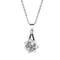 Латунное Ожерелье Горного Хрусталя, Латунь, с 5 наполнитель цепи, Форма цветка, ювелирные изделия моды & Женский & со стразами длина:40 см, продается PC
