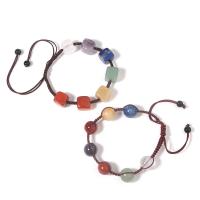Gemstone Woven Ball Bracelets, Natural Stone, with Knot Cord & Adjustable & Unisex 12mm Approx 18.5-19 cm 