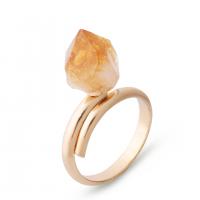 Citrine Open Finger Ring, with Brass, gold color plated, Adjustable & Unisex, yellow, 10-15mm, Inner Approx 20mm 