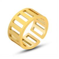 Titanium Steel Cuff Finger Ring, Vacuum Ion Plating, for woman & hollow 10mm, US Ring 