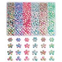 ABS Plastic Beads, with Plastic Box, Round, DIY, mixed colors 