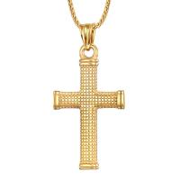 316L Stainless Steel Necklace, Cross, polished, fashion jewelry & for man, golden Approx 23.62 Inch 