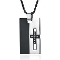316L Stainless Steel Necklace, polished & for man & with rhinestone, black Approx 23.62 Inch 