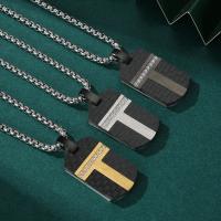 316L Stainless Steel Necklace, with Carbon Fibre, polished & for man & with rhinestone Approx 23.62 Inch 