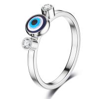 Evil Eye Jewelry Finger Ring, 304 Stainless Steel, with Lampwork, polished, fashion jewelry & evil eye pattern  original color 