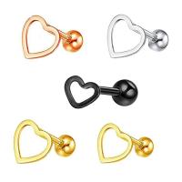 Stainless Steel Ear Piercing Jewelry, 304 Stainless Steel, Heart, Vacuum Ion Plating, fashion jewelry & Unisex & hollow 