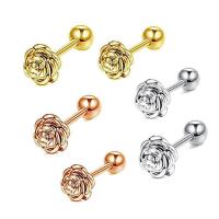 Stainless Steel Ear Piercing Jewelry, 304 Stainless Steel, Flower, Vacuum Ion Plating, fashion jewelry & for woman 