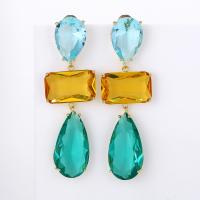 Cubic Zircon (CZ) Drop Earring, Brass, gold color plated, micro pave cubic zirconia & for woman 