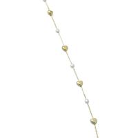 Brass Ball Chain, with Plastic Pearl, gold color plated original color 