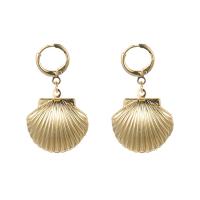 Huggie Hoop Drop Earring, Латунь, Раковина, плакирован золотом, ювелирные изделия моды & Женский, оригинальный цвет продается Пара