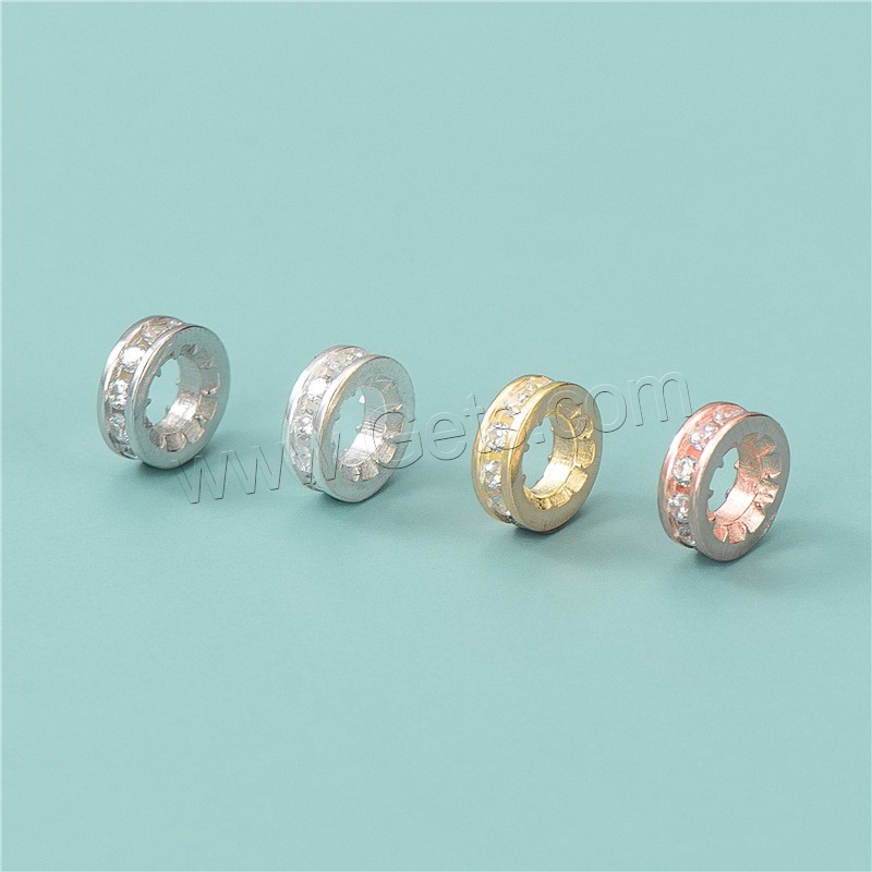 Sterling Silber Spacer Perlen, 925 Sterling Silber, Rondell, plattiert, DIY & verschiedene Größen vorhanden & mit Strass, keine, verkauft von PC