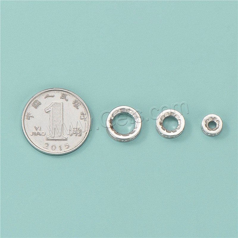Sterling Silber Spacer Perlen, 925 Sterling Silber, Rondell, plattiert, DIY & verschiedene Größen vorhanden & mit Strass, keine, verkauft von PC
