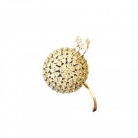 Cubic Zirconia Brooch, Brass, Dandelion, real gold plated, Unisex & micro pave cubic zirconia 