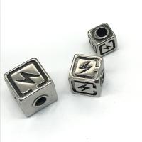 Stainless Steel Beads, 304 Stainless Steel, Square, DIY & blacken, original color Approx 3.22mm 