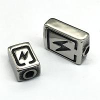 Stainless Steel Beads, 304 Stainless Steel, Rectangle, DIY & blacken, original color 