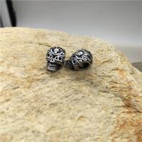 Stainless Steel Beads, 304 Stainless Steel, Skull, DIY & blacken, original color Approx 4.45mm 