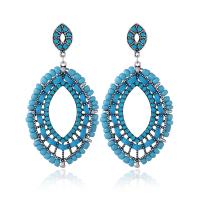 Zinc Alloy Rhinestone Drop Earring, with Velveteen & Seedbead, fashion jewelry & for woman & with rhinestone 