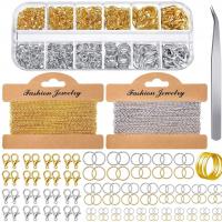 Kit de bricolage bijoux conclusion, fer, avec Cuivre-Coated-Fer & alliage de zinc, Placage, DIY, couleurs mélangées, Vendu par fixé