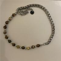 Zinc Alloy Necklace, with Unakite, fashion jewelry & for woman Approx 17.72 Inch 