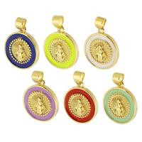 Enamel Brass Pendants, Round, gold color plated, fashion jewelry & DIY & for woman Approx 3mm 