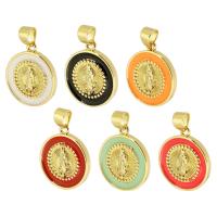 Enamel Brass Pendants, Round, gold color plated, fashion jewelry & DIY & for woman Approx 3.5mm 