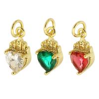 Cubic Zirconia Brass Pendants, Heart, gold color plated, fashion jewelry & DIY & micro pave cubic zirconia & for woman Approx 3mm 