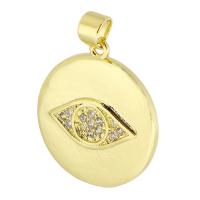 Cubic Zirconia Micro Pave Brass Pendant, Round, gold color plated, fashion jewelry & DIY & evil eye pattern & micro pave cubic zirconia & for woman, golden Approx 3.5mm 