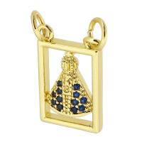 Cubic Zirconia Micro Pave Brass Pendant, Rectangle, gold color plated, fashion jewelry & DIY & micro pave cubic zirconia & for woman & double-hole, two different colored Approx 3mm 