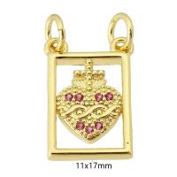 Cubic Zirconia Micro Pave Brass Pendant, Rectangle, gold color plated, fashion jewelry & DIY & micro pave cubic zirconia & for woman & double-hole, two different colored Approx 3mm 