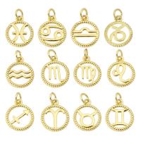 Brass Jewelry Pendants, 12 Signs of the Zodiac, gold color plated, fashion jewelry & DIY & for woman, golden Approx 3mm 