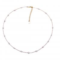 Freshwater Pearl Brass Necklace, with Brass, gold color plated, for woman 4-5mm Approx 40 cm 