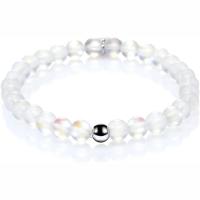 Zinc Alloy Crystal Bracelets, with Zinc Alloy, Round, silver color plated, elastic & Unisex 6mm .5 Inch 